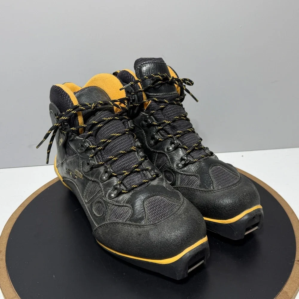 LL Bean Gore-Tex Ski Boots Men 9.5 SNS Profil‎ Black Yellow Cross Country Ski
